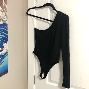 Black One shoulder Longsleeve bodysuit